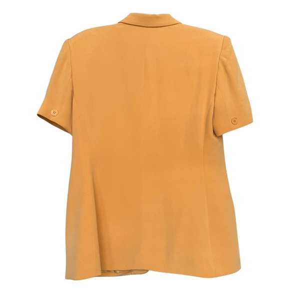 Vintage Silk Short Sleeve Blazer Size 10 Golden Yellow Minimalist 90s - Picture 4 of 7